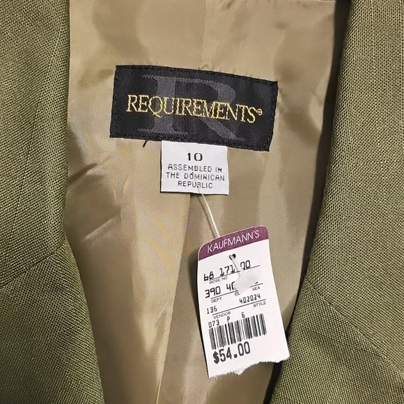 Womens Requirements Chartreuse Linen Blazer Sz 10 - Picture 2 of 8